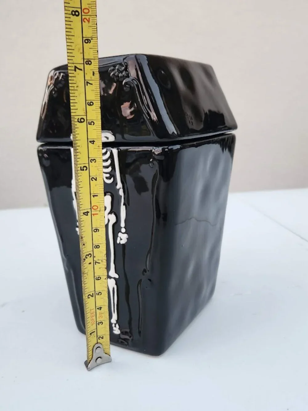NEW Ceramic Coffin Jar Bathroom Decor Black Goth Skeleton Party Decorations Goth